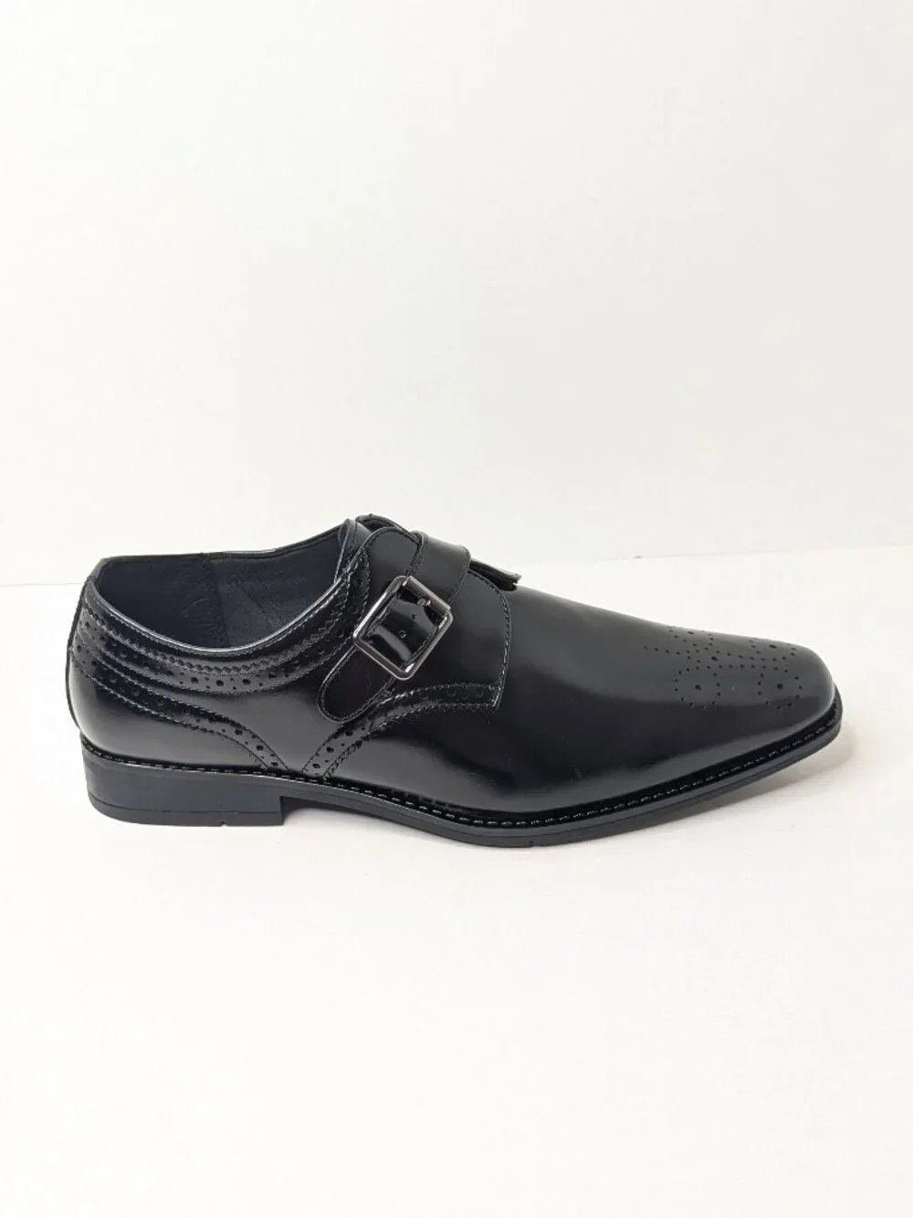 Stacy Adams Kinsley Plain Toe Monk Strap Oxford Black Mens 9.5 Wide